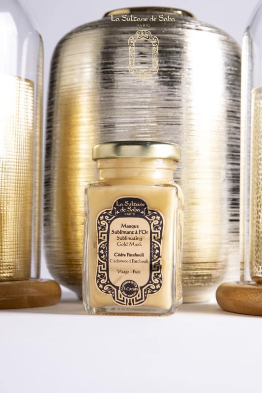 23 carat gold <br>cedarwood & patchouli fragrance<br>sublime gold face mask 100ml